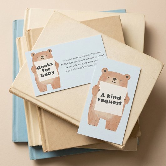 Carte D'accompagnement Blue teddy Bear Books for baby Request
