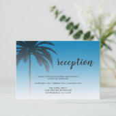 Carte D'accompagnement Blue Tropical Palm Tree Beach Mariage Réception (Debout devant)