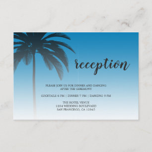 Carte D'accompagnement Blue Tropical Palm Tree Beach Mariage Réception