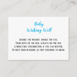 Carte D'accompagnement Blue Twin Baby Boys Wishing Well Baby shower