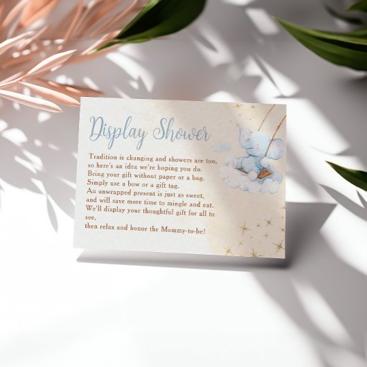 Carte D'accompagnement Blue Watercolor Elephant Display Shower