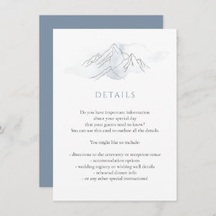 Carte D'accompagnement Blue Watercolor Mountain Détails sur le Mariage na