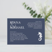 Carte D'accompagnement Blue Wave Seahorse Détails du Mariage V2 ID836 (Debout devant)