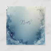 Carte D'accompagnement blue white Dreamy coastal marble ink wedding (Dos)