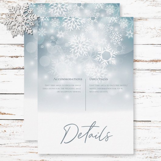 Carte D'accompagnement Blue Winter Snow Modern Mariage Détails
