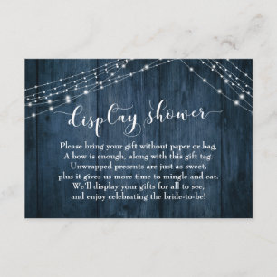 Carte D'accompagnement Blue Wood & Lights No Wrap Fête des mariées Card