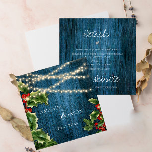 Carte D'accompagnement Blue Wood String Lights Christmas Détails du Maria
