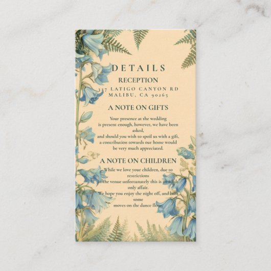 Carte D'accompagnement Bluebell Art Nouveau Wedding (Devant)
