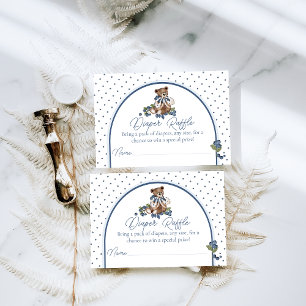 Carte D'accompagnement Blueberry Bear Bébé Garçon Douche Déchets Raffle
