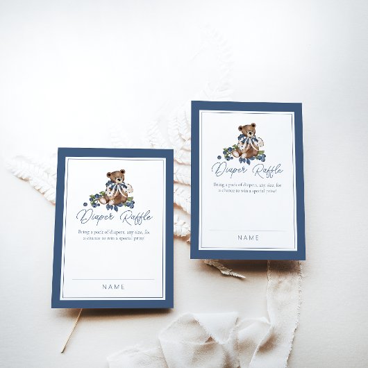 Carte D'accompagnement Blueberry Bear Bébé Garçon Douche Déchets Raffle