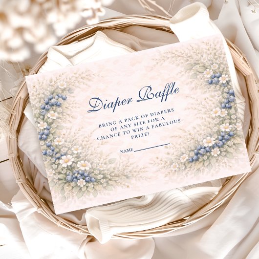 Carte D'accompagnement Blueberry Botanical Frame Diapper Raffle