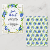 Carte D'accompagnement Blueberry Floral Baby Shower Book Request (Devant / Derrière)