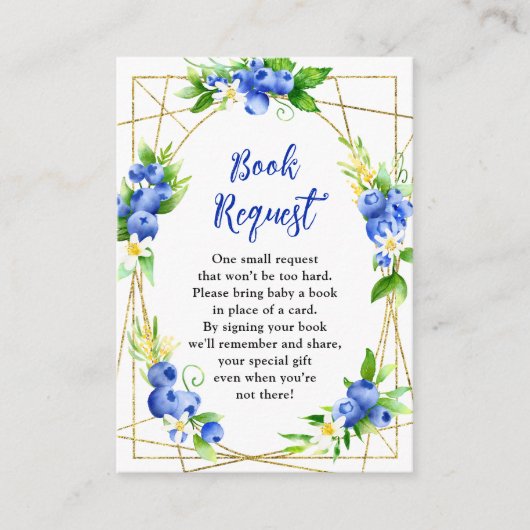 Carte D'accompagnement Blueberry Floral Baby Shower Book Request (Devant)