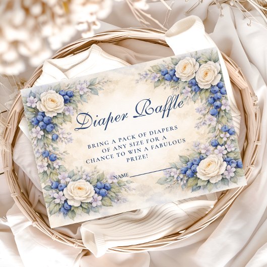 Carte D'accompagnement Blueberry Floral Wreath Diapper Raffle