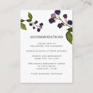 Carte D'accompagnement Blueberry Hébergement hôtelier MARIAGE