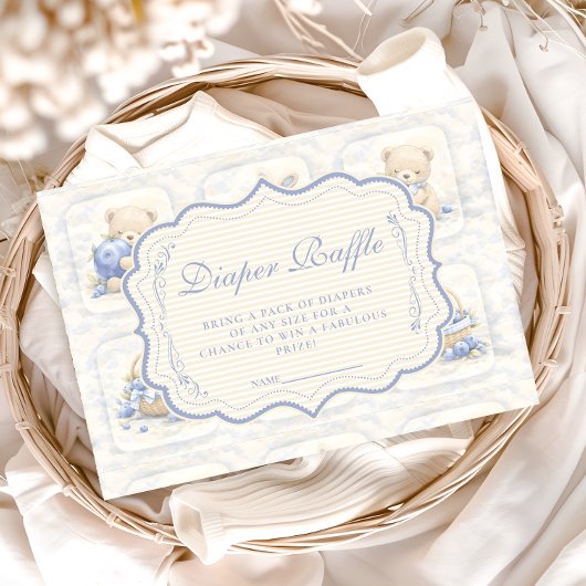 Carte D'accompagnement Blueberry Teddy Garden Toile Diapper Raffle