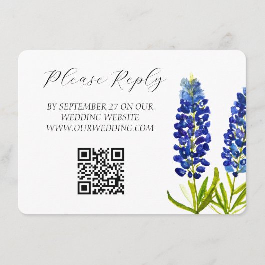 Carte D'accompagnement Bluebonnets Aquarelle Fleurs Mariage Floral (Devant)