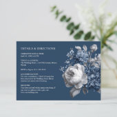 Carte D'accompagnement Blues modernes et Mariage floral gris (Debout devant)