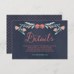 Carte D'accompagnement Bluish Chalkboard Elegant Floral Détails du Mariag<br><div class="desc">Cette élégante carte de détails de mariage présente de belles fleurs contre un arrière - plan de tableau noir bleuté et le mot "Détails" dans le script élégant. Cette carte comprend également un motif de coordination à l'arrière. Consultez d'autres éléments mariages/nuptiaux correspondants ici http://www.zazzle.com/collections/bluish_chalkboard_floral_bridal_and_wedding-119872540777216768?rf=238364477188679314 Personnalisez cette carte en remplaçant le...</div>