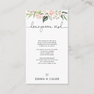 Carte D'accompagnement Blush and Greenery Honeymoon Wish Fund