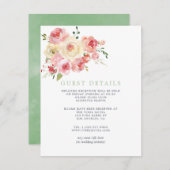 Carte D'accompagnement Blush and Sage Green Floral Mariage Détails sur l' (Devant / Derrière)