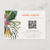 Carte D'accompagnement Blush Boho Tropical Floral Mariage QR Code RSVP (Devant)