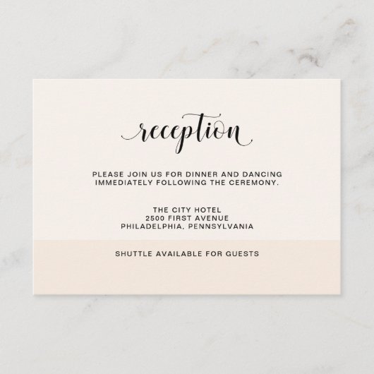 Carte D'accompagnement Blush Cascade | Subtiles Rayures Réception de Mari (Devant)