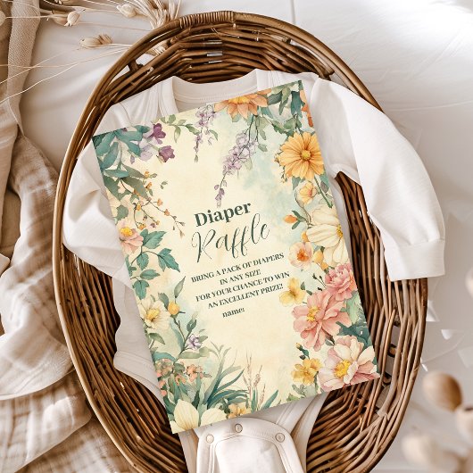 Carte D'accompagnement Blush Floral Baby in Bloom Diapper Raffle