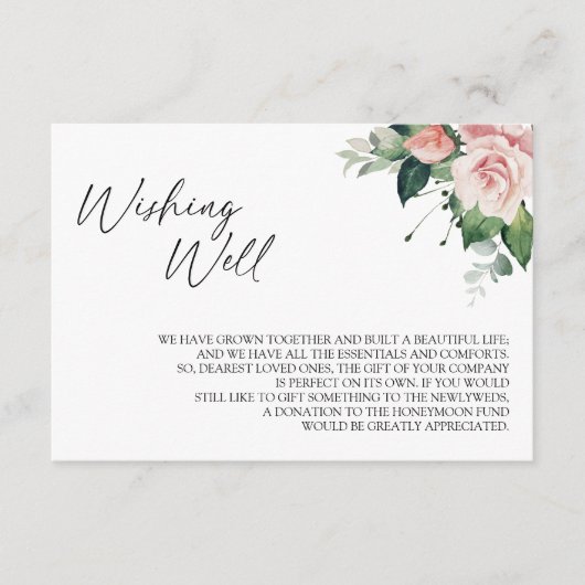 Carte D'accompagnement Blush Floral Blanc Mariage désir bien (Devant)