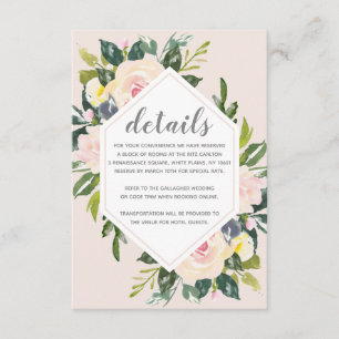 Carte D'accompagnement Blush Floral de Printemps Enclosure de détails d