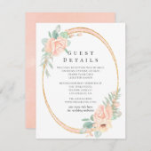 Carte D'accompagnement Blush Floral Geometry Mariage Détails de l'invité (Devant / Derrière)