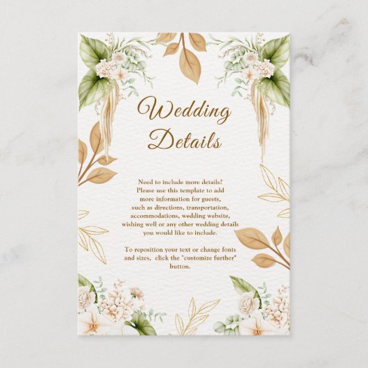 Carte D'accompagnement Blush Floral Gold Geometric wedding (Devant)