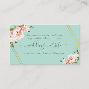 Carte D'accompagnement Blush Floral Gold Mint Green site Mariage