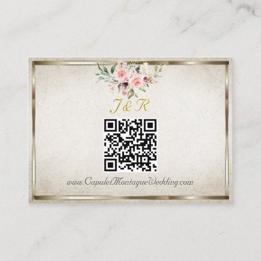 Carte D'accompagnement Blush Floral, QR Code - Cream (Dos)