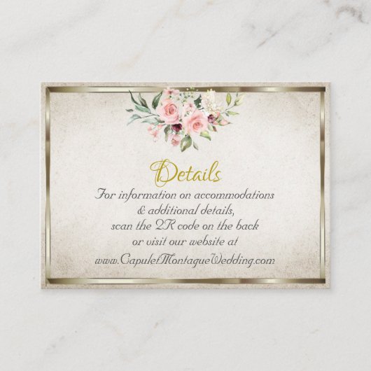 Carte D'accompagnement Blush Floral, QR Code - Cream (Devant)