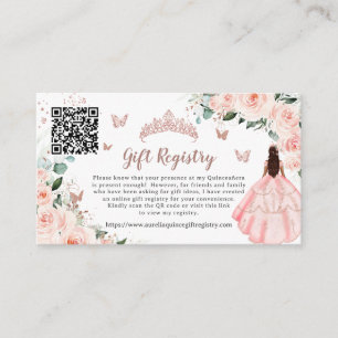 Carte D'accompagnement Blush Floral Rose Gold Quinceañera Cadeau Registre