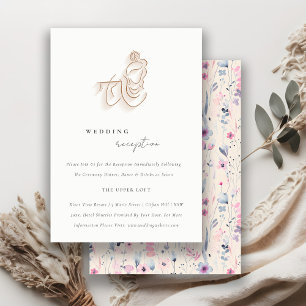 Carte D'accompagnement Blush Gold Floral Krishna Réception de mariage ind