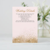 Carte D'accompagnement Blush Gold Parties scintillant Sparkle Mariage élé (Debout devant)
