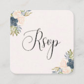 Carte D'accompagnement Blush & Indigo Aquarelle Floral QR Code Mariage (Devant)