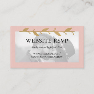 Carte D'accompagnement Blush Modern Photo Gold Feuille site web RSVP