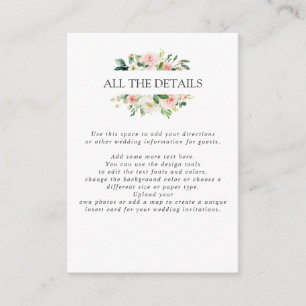 Carte D'accompagnement Blush moderne   MARIAGE rose tous les détails