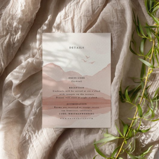 Carte D'accompagnement Blush Mountain Range Destination Détails du mariag