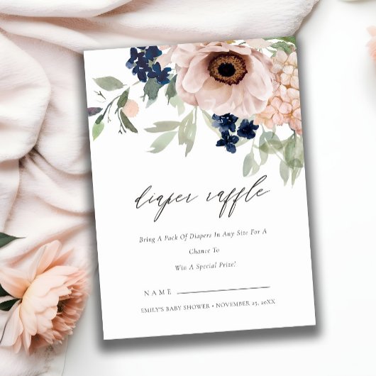 Carte D'accompagnement Blush Navy Anemone Flora Baby shower de carafe de