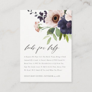 Carte D'accompagnement Blush Navy Anemone Floral Livres pour le Baby show