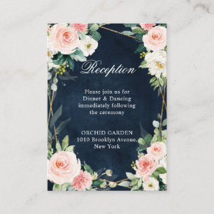 Carte D'accompagnement Blush Navy Dusty Bleu Floral Géométrique Botanique
