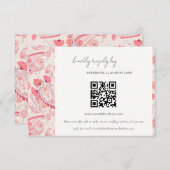 Carte D'accompagnement Blush Paisley Typographie Mariage RSVP QR Code (Devant / Derrière)