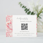 Carte D'accompagnement Blush Paisley Typographie Mariage RSVP QR Code (Debout devant)
