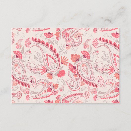 Carte D'accompagnement Blush Paisley Typographie Mariage RSVP QR Code (Dos)