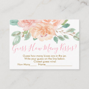 Carte D'accompagnement Blush & Peach Floral Devinez Combien De Jeu De Dou