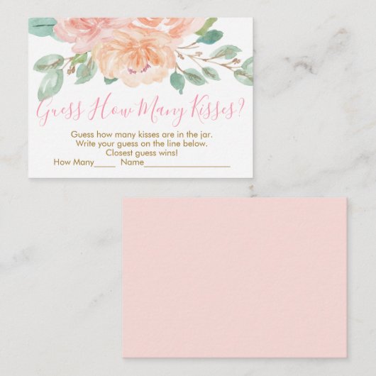 Carte D'accompagnement Blush & Peach Floral Devinez Combien De Jeu De Dou (Devant / Derrière)